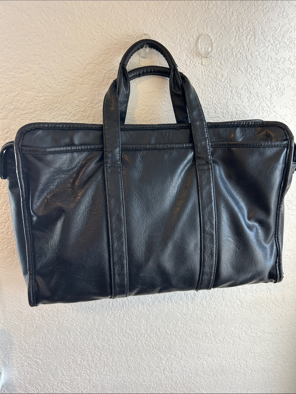Monarch Luggage Co, black pleather satchel/ briefcase w/ lots of storage
